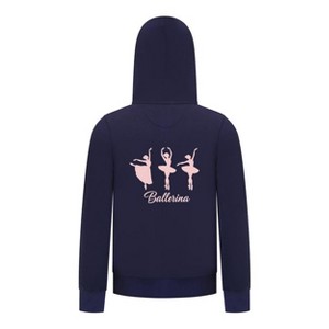 Everyday Kids Ballerina Girls Zip Up Hoodie – Pink Dancer Silhouette Ballet Sweatshirt - 1 of 4