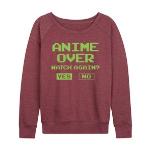 Women's - Instant Message - Anime Over Yes No Lightweight French Terry Wide Neck Long Sleeve Shirt - 1 of 4
