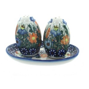 Blue Rose Polish Pottery 2D WR Unikat Salt & Pepper Shakers - 1 of 1