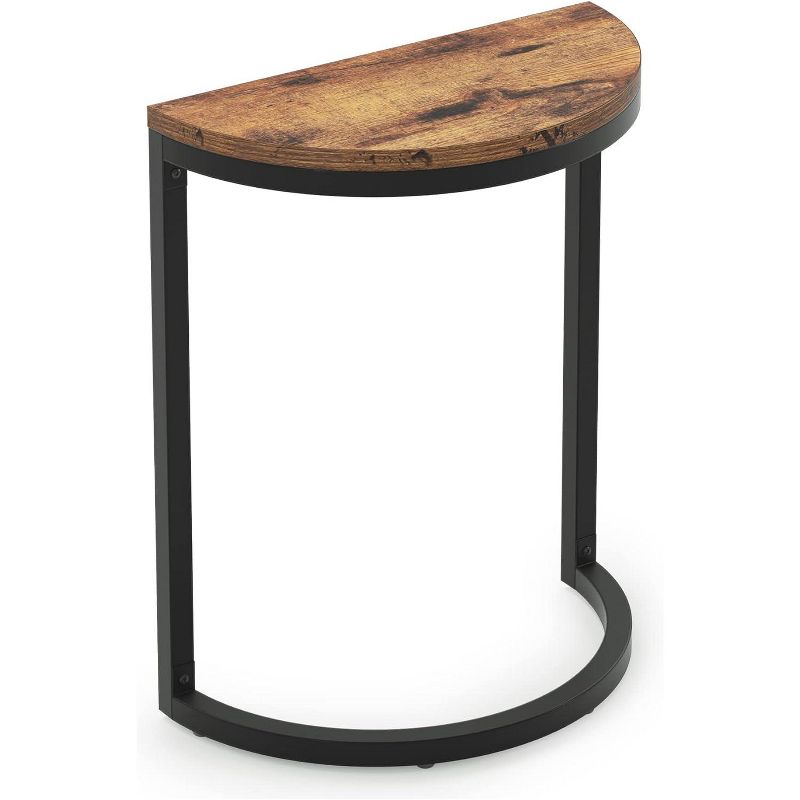 Tribesigns End Table Half Round,Slim C Narrow Side Table with Metal Frame, 1 of 7