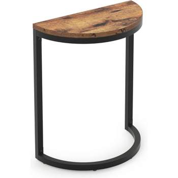 Tribesigns End Table Half Round,Slim C Narrow Side Table with Metal Frame