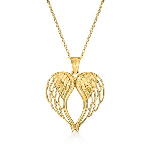Ross-Simons 14kt Yellow Gold Angel Wings Heart Pendant Necklace Size 18 - 1 of 3