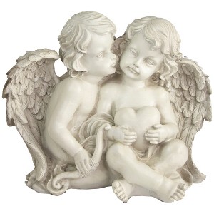 Northlight 13.5" Sitting Cherub Angels with Bow and Heart Outdoor Garden Statue - 1 of 4