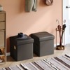 Pinmoco 15" Collapsible Storage Ottoman, Faux Leather Cube Organizer Makeup Stool Foot Rest with Side Pocket for Living Room - 2 of 4