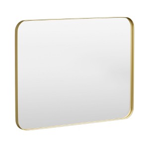 Tempered Glass Rounded Rectangle Framed Wall-Mounted Bathroom Vanity Mirror - 1 of 1