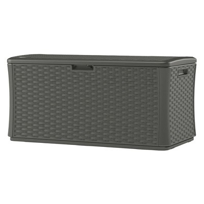 134 Gallon Stoney Gray Wicker Pattern Deck Box