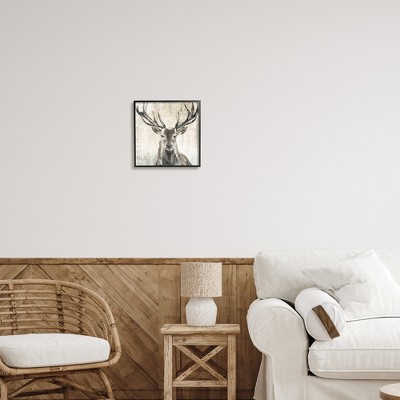 Rustic Deer Elk Wildlife Portrait Canvas Print with Black Frame
