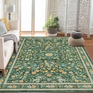 Floral Area Rugs for Living Room Washable Rug Non Slip Ultra Thin Boho Flower Indoor Floor Carpet for Girls Room Nursery Playroom - 1 of 4