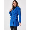 INSPIRE CHIC Women's Notch Lapel Double Breasted Belted Mid Long Outwear Winter Coat - 3 of 4