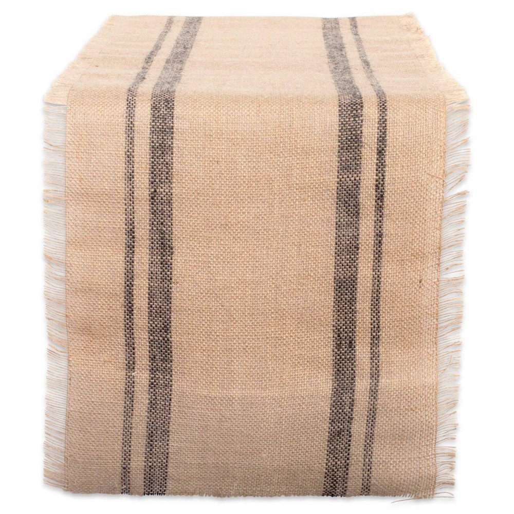 Photos - Tablecloth / Napkin 108" x 14" Jute Double Border Burlap Table Runner - Design Imports