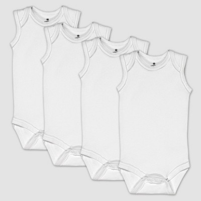 Image of Honest Baby 4pk Organic Cotton Sleeveless Bodysuit - White Newborn
