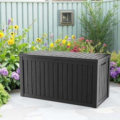 Wooakway 150 Gallon Waterproof All-Weather Storage Box Deck Box Indoor and Outdoor Use