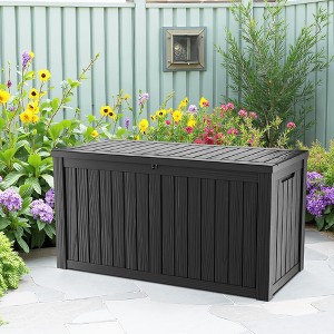Wooakway 150 Gallon Waterproof All-Weather Storage Box Deck Box Indoor and Outdoor Use - 1 of 4