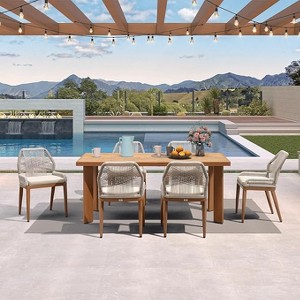 PURPLE LEAF Dining Set Patio Metal Table and Wicker Rattan Chairs for Outside Porch Garden Kitchen Modern Outdoor Furniture Sets - 1 of 4