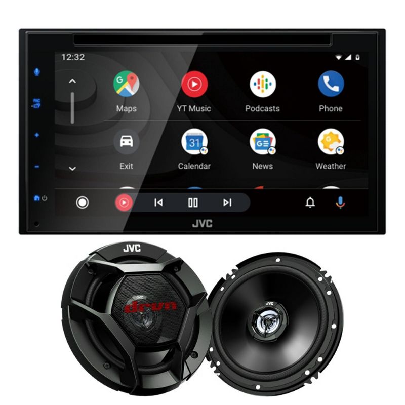 JVC KW-V66BT 6.8" Touchscreen Receiver Compatible with Apple CarPlay & Android Auto Bundled with 1 Pair JVC CS-DR621 6.5" Coax Speakers, 1 of 9