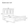 Queen/King Size Platform Bed with High Headboard, Vintage Pinewood Bed Frame, Traditional Style - ModernLuxe - 3 of 4