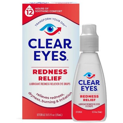 Clear Eyes Redness Relief Lubricant/Redness Reliever Eye Drops, 1.0 Fl Oz