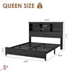 Full Size/Queen Size/King Size Bed Frame with Bookcase Headboard, Tall Wooden Bed Headboard Frame with Type-c & USB Charging Station - 3 of 4