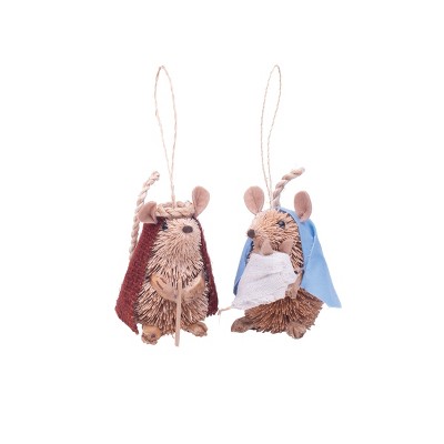 Gallerie II Mouse Nativity Buri, Set of 2 Ornaments