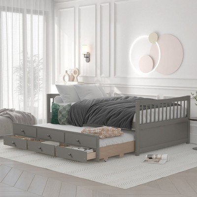 NicBex Twin size Daybed with Trundle Daybed with Storage Wooden Day bed Frame with 3 Drawers for Apartment