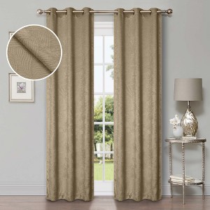 Modern Geometric Waves Room Darkening Semi-Blackout Curtains, Set of 2 by Blue Nile Mills - 1 of 4