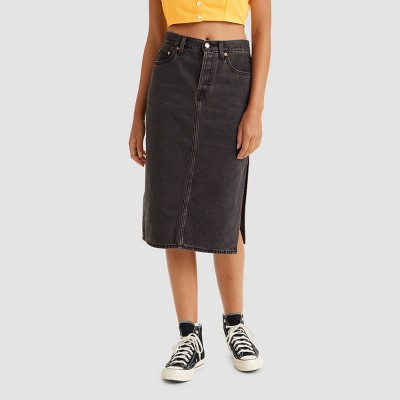 Levi's® Women's Side Slit Midi Skirt - Washed Black 24