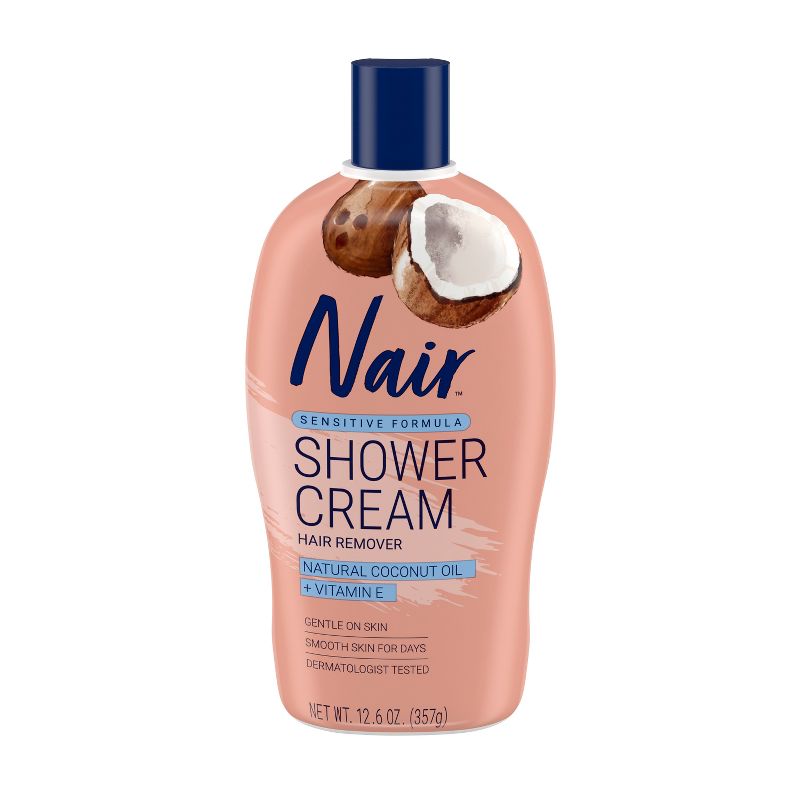 Nair Sensitive Shower Cream Hair Remover with Coconut Oil and Vitamin E - 12.6oz, 1 of 10