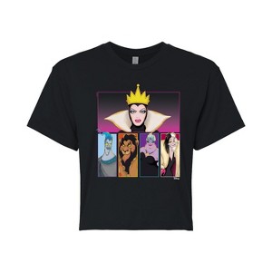 Women's - Disney Villains - Villains Grid Cropped Graphic T-Shirt - 1 of 4