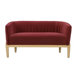 Lifestyle Solutions Fenton Loveseat Cinnamon Velvet: Plush Upholstered Settee, Rubberwood Legs - 1 of 4