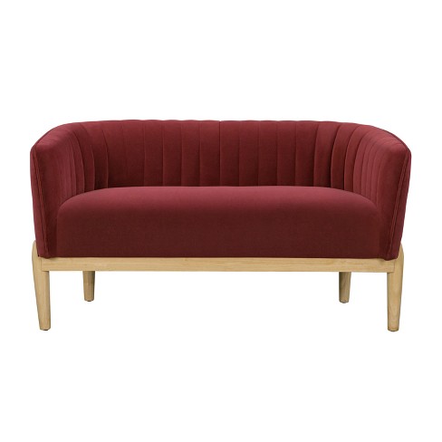 Lifestyle Solutions Fenton Loveseat Cinnamon Velvet: Plush Upholstered Settee, Rubberwood Legs - image 1 of 4