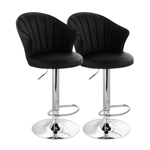 Faux Leather Adjustable Bar Stool, Adjustable White Bar Stools Set Of 2 Faux Leather Modern With Swivel