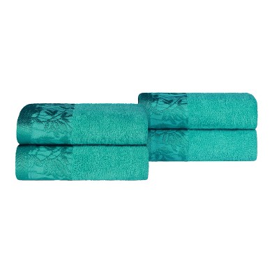 Charming Floral Accent Cotton Towel Set by Blue Nile Mills