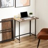 VECELO 31.5 in. Folding Computer Desk, Sturdy Steel Writing Desk, Laptop Table for Home or Office, Retro Brown - 2 of 4