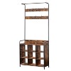 XIYUYEU Hall Tree with 5 Hooks Simple Coat Rack with Shoe Rack and Bench for Entryway - 4 of 4