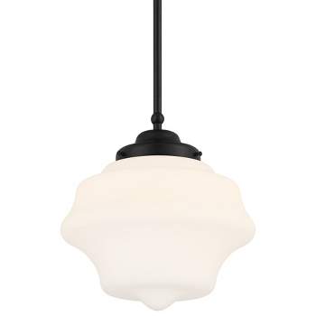 Possini Euro Design Tyce Black Mini Pendant Light 11" Wide Rustic Farmhouse Etched Opal Glass Shade for Dining Room House Foyer Kitchen Island Home