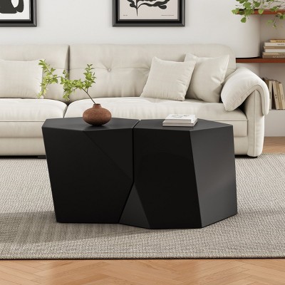 Modern MGO Versatile Coffee Table Set,2 Combinable Geometric Coffee Tables,No Assembly Required For Living Room Or Bedroom-Coolbibila