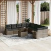 vidaXL Patio Sofa Set with Cushions Outdoor Furniture 11 Piece Poly Rattan - Gray - 2 of 4