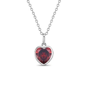 Girls' CZ Birthstone Heart Sterling Silver Necklace - In Season Jewelry - 1 of 1