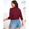 Women's Tie Front 3/4 Sleeve Rib Knit Bolero Open Front Cardigan Sweaters Shrug - 4 of 4