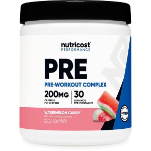 Nutricost Pre-Workout Complex Powder (Watermelon Candy) 30 Servings - 200mg of Caffeine per Serving, GMO-Free, Gluten-Free, Vegetarian - 1 of 4