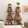 Angel Sar 5-Tier Wood Plant Stand, 10 Potted Plant Display Shelf, Carbonized Pine Wood Indoor Outdoor Plant Holder for Multiple Plants, 45 Inch Height - 2 of 4