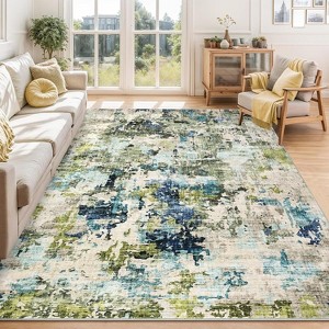 Colorful Abstract Area Rug Boho Washable Living Room Rug Modern Non-Slip Low Pile Area Rug Throw Rug for Dining Room Home - 1 of 4