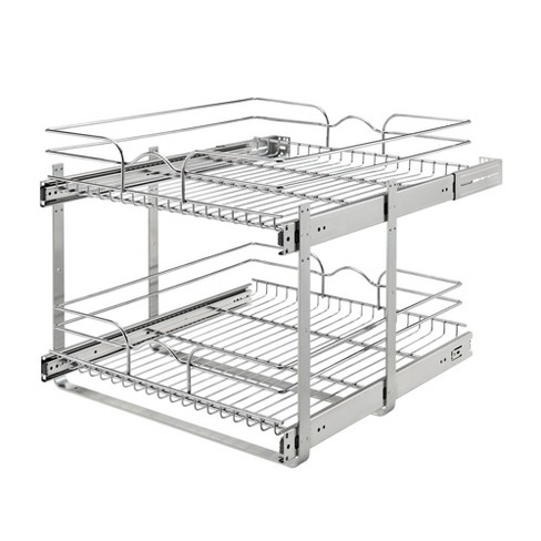 Rev A Shelf 5wb2 2122cr 1 21 X 22 Inch 2 Tier Wire Basket Pull Out Shelf Storage For Kitchen Base Cabinet Organization Chrome Target