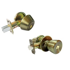 Faultless Tulip Antique Brass Entry Knob and Single Cylinder Deadbolt Right Handed Model No. BS8L1B - 1 of 1