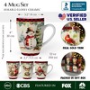 Festive Country Plaid Set of 4 Ceramic Mugs with Real Gold Trim, Christmas Kitchen Coffee Cup Gift, Cardinal, Deer, and Snowman| OrnamentallyYou - 2 of 4
