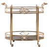 Annie Vintage Metal and Glass Bar Cart Rose Gold - Inspire Q: Elegant Serving Cart with Casters, 2-Tier Storage - 2 of 3