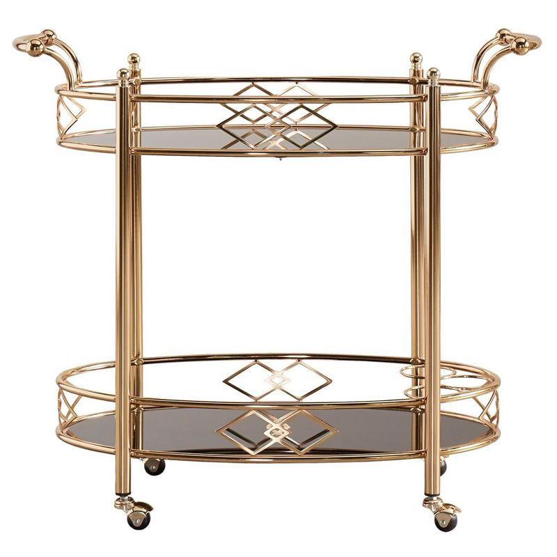 Annie Vintage Metal and Glass Bar Cart Rose Gold - Inspire Q, 3 of 5