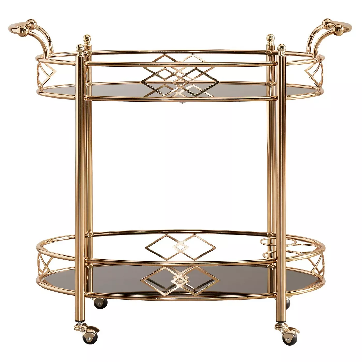 Annie Vintage Metal & Glass Bar Cart - Rose Gold - Inspire Q - image 2 of 4