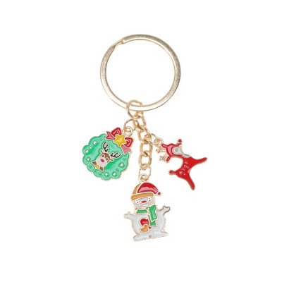 Unique Bargains Christmas Keychain Double Ring Zinc Alloy Multicolored 1 Pc