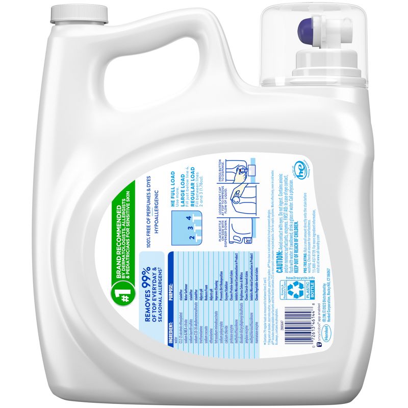 All Free Clear Liquid Laundry Detergent with OXI Stain Removers 79 Loads - 141 fl oz, 3 of 12
